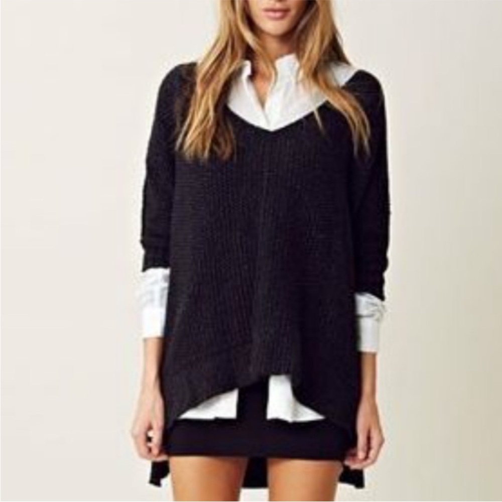 Free People Cozy Cat Black Sweater Pullover